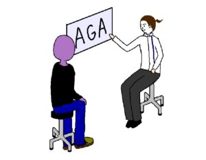 AGAヘアクリニックでの診察の様子 AGAについての説明